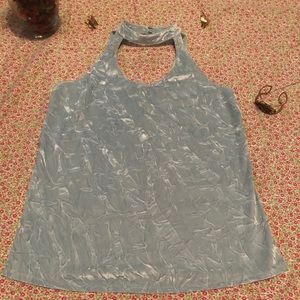 Sky blue velvet blouse